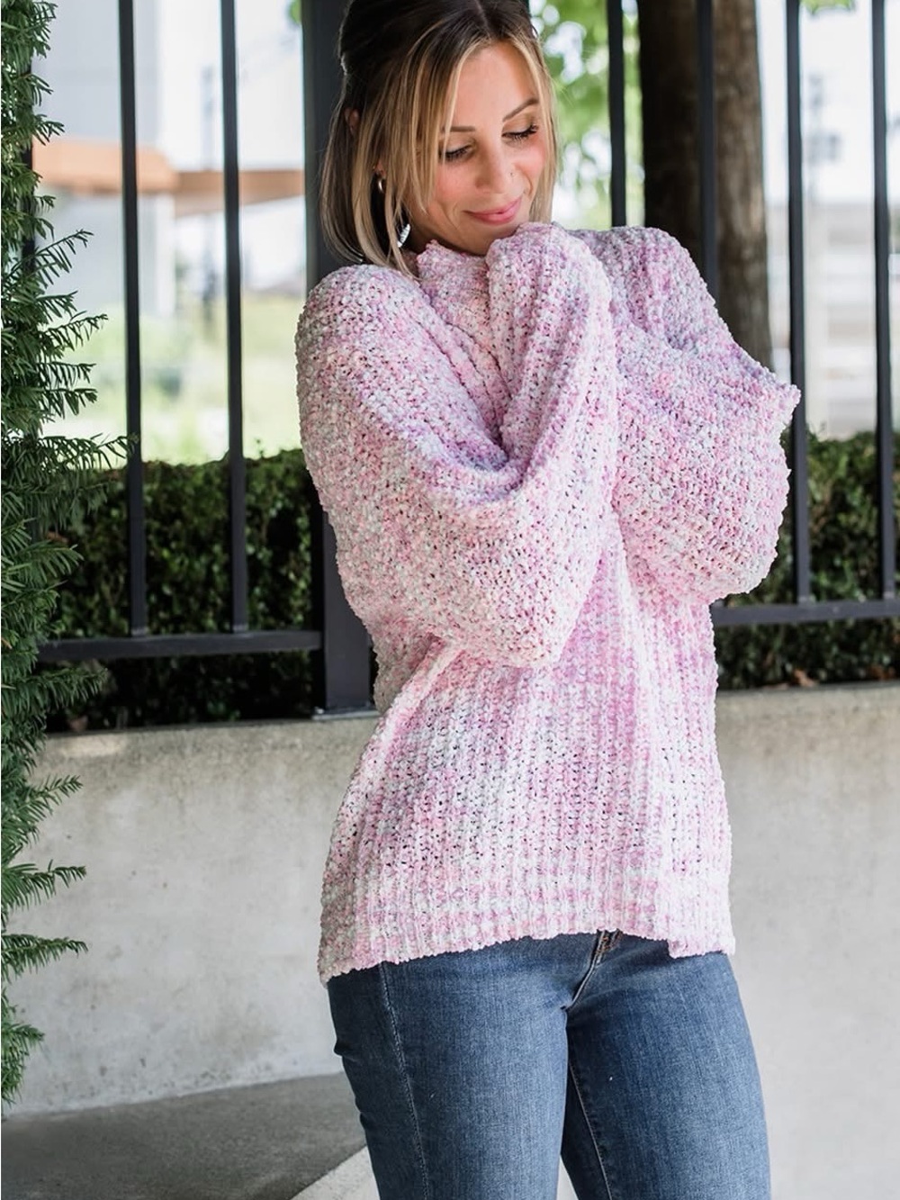Sweet as Candy Sweater (NWOT) Pink Multi Knit, Size Small **oversized**